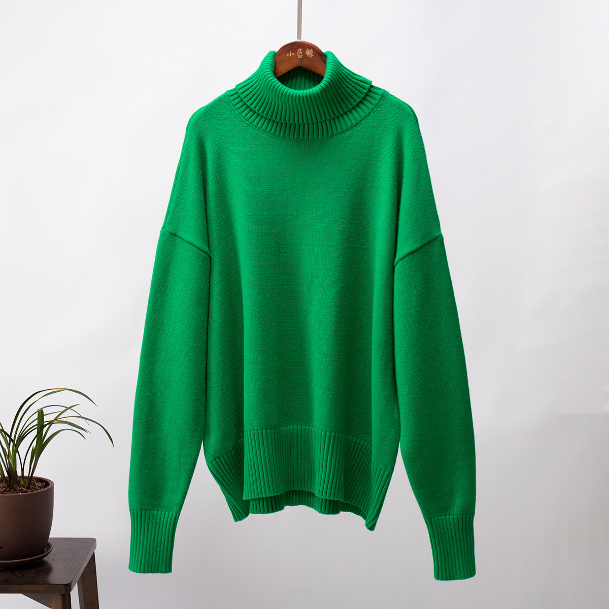 Suéter de Invierno Oversize con Cuello Alto y Puños Canalé