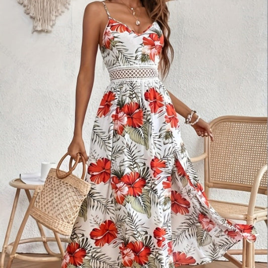 Isla – Vestido largo floral con abertura lateral