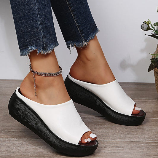 Roma – Sandalias blancas de plataforma estilo mule