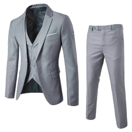 César | Conjunto de tres piezas para hombre, traje ajustado estilo coreano formal