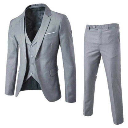 César | Conjunto de tres piezas para hombre, traje ajustado estilo coreano formal