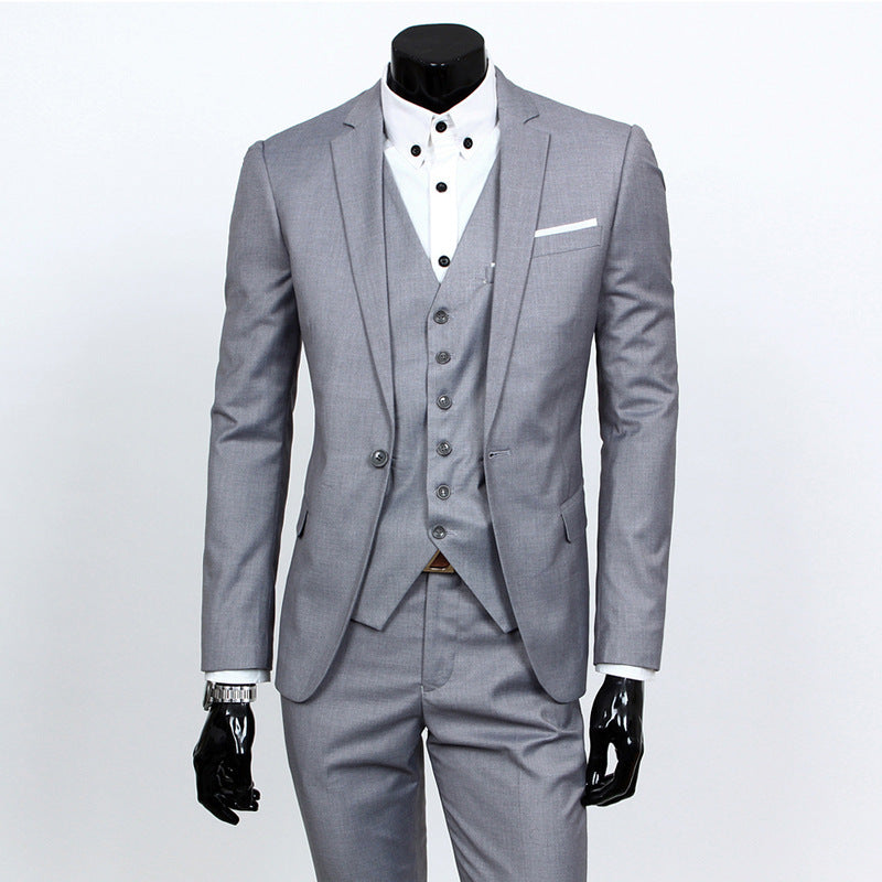César | Conjunto de tres piezas para hombre, traje ajustado estilo coreano formal