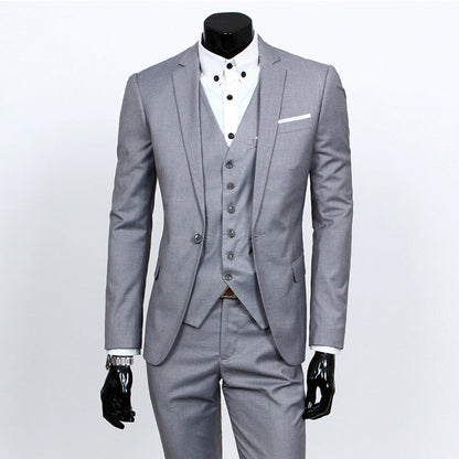 César | Conjunto de tres piezas para hombre, traje ajustado estilo coreano formal