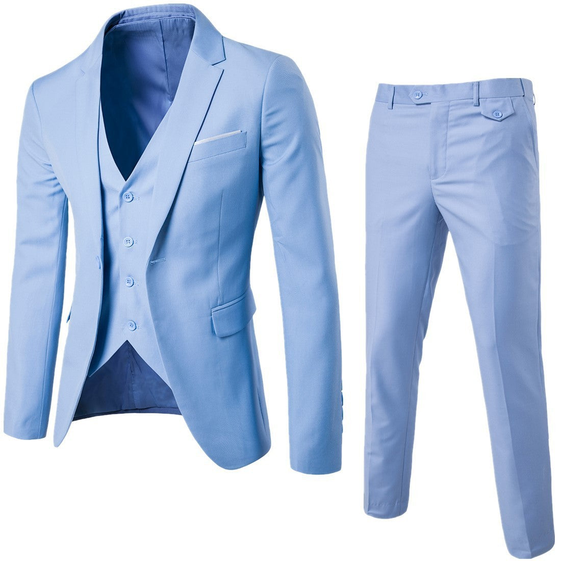 César | Conjunto de tres piezas para hombre, traje ajustado estilo coreano formal