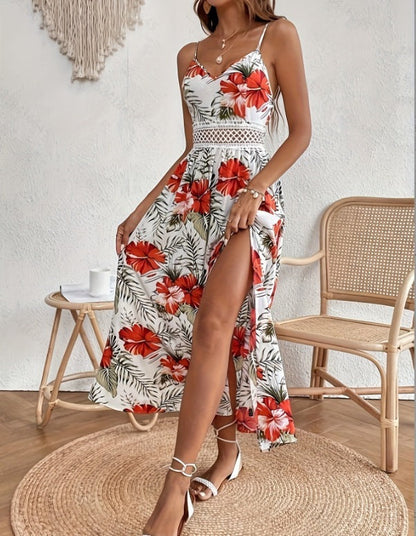 Isla – Vestido largo floral con abertura lateral