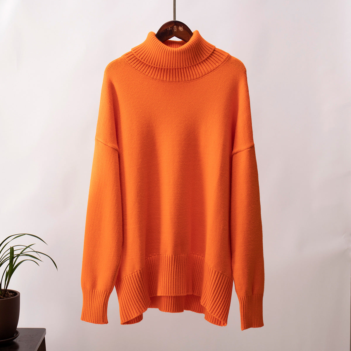 Suéter de Invierno Oversize con Cuello Alto y Puños Canalé
