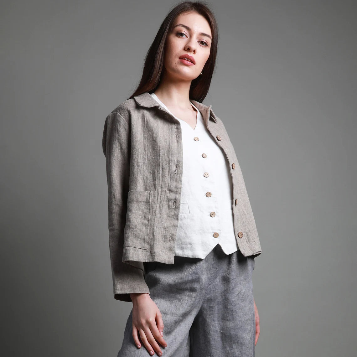 Conjunto de lino con chaqueta