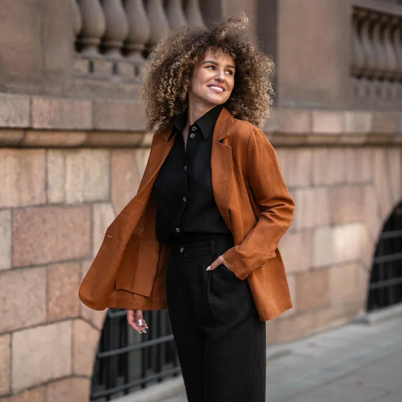 Blazer de ante color terracota
