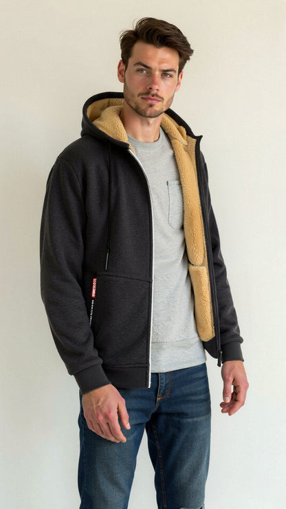 Tomás - Sudadera con cremallera y forro polar para hombre