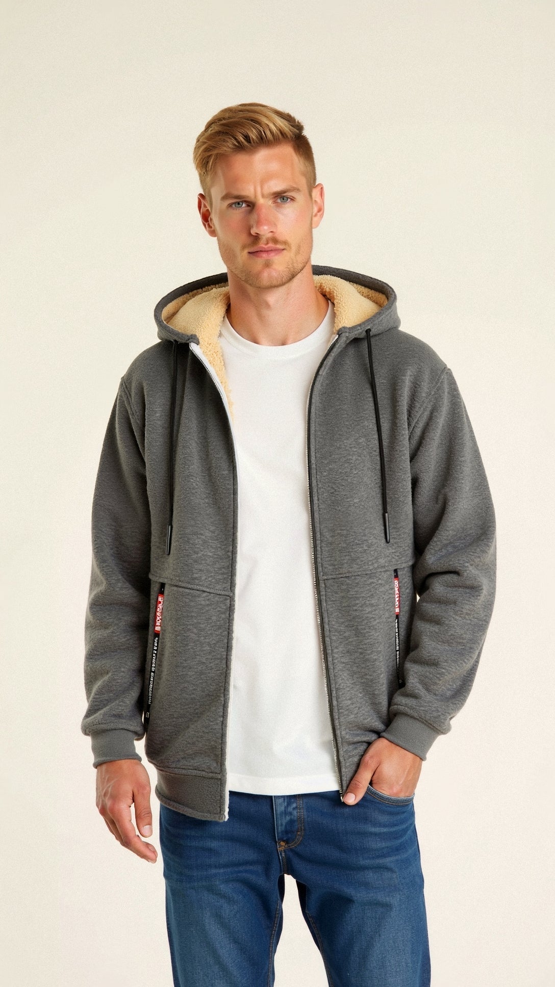 Tomás - Sudadera con cremallera y forro polar para hombre