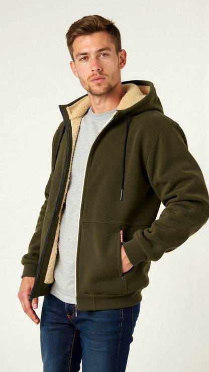 Tomás - Sudadera con cremallera y forro polar para hombre