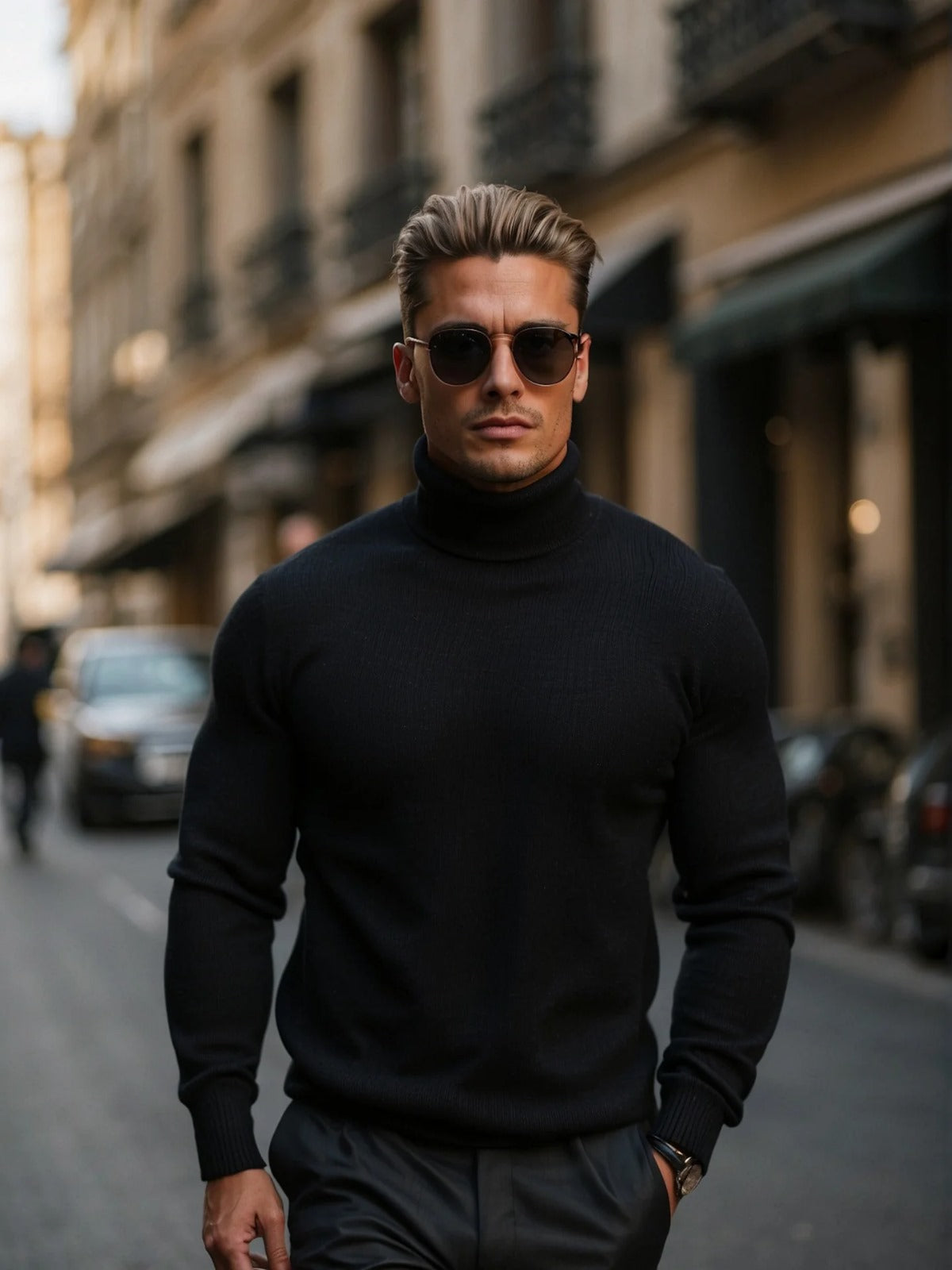 Gabriel - Suéter Algodón de punto para hombre con cuello alto