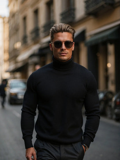 Gabriel - Suéter Algodón de punto para hombre con cuello alto